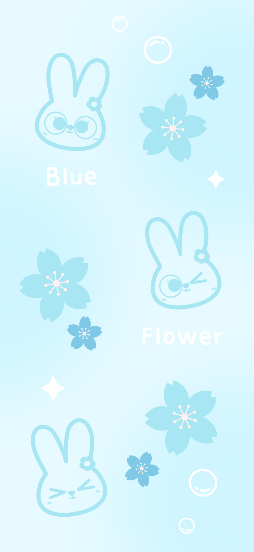 冷系藍色花花壁紙