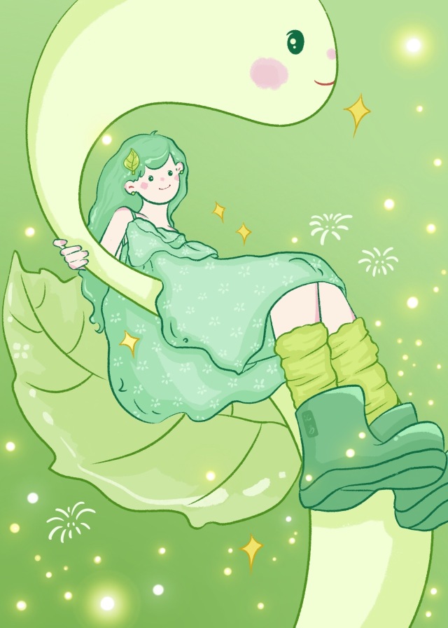 綠色蛇年壁紙