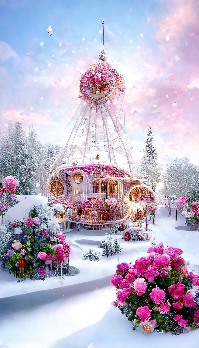 粉色雪景