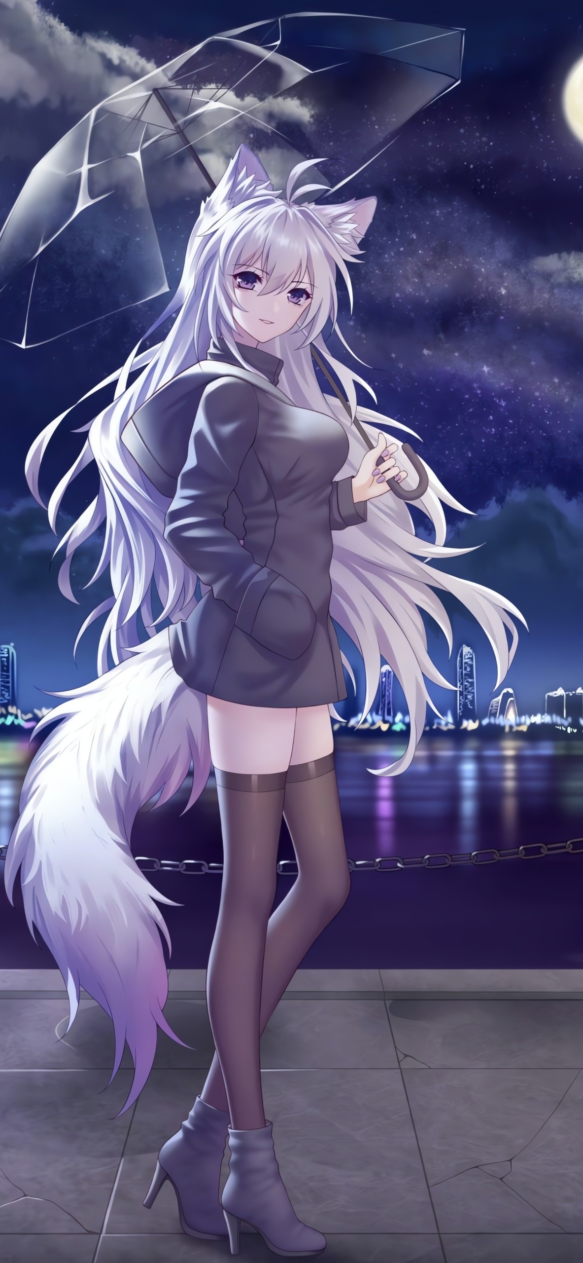 撑伞狐女