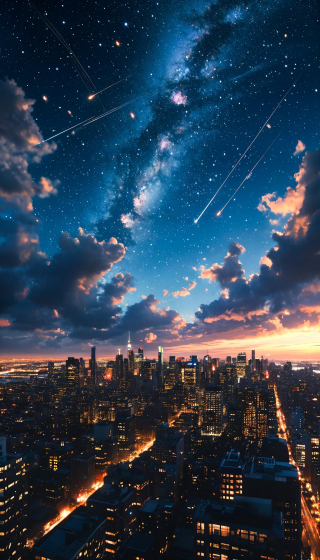 夜晚城市流星