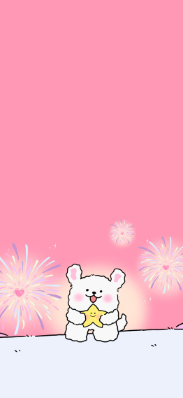线条小狗烟花好运能量主屏