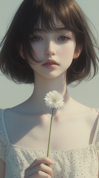 阳光鲜花短发美女