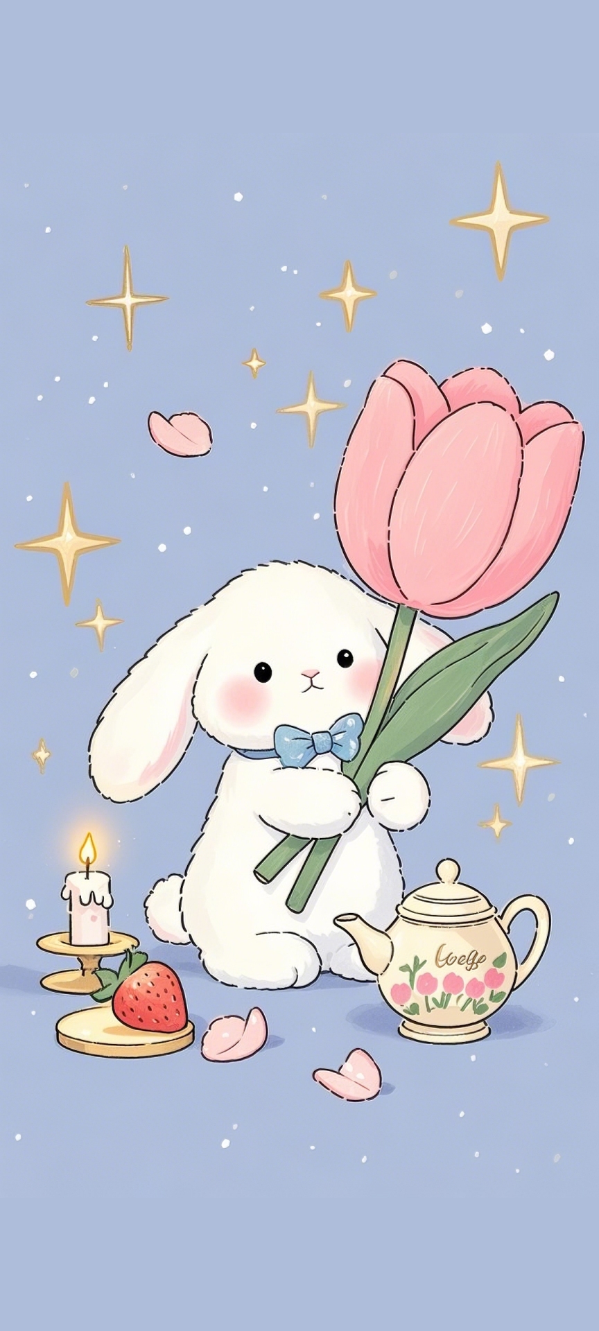 鬱金香旁軟萌兔寶