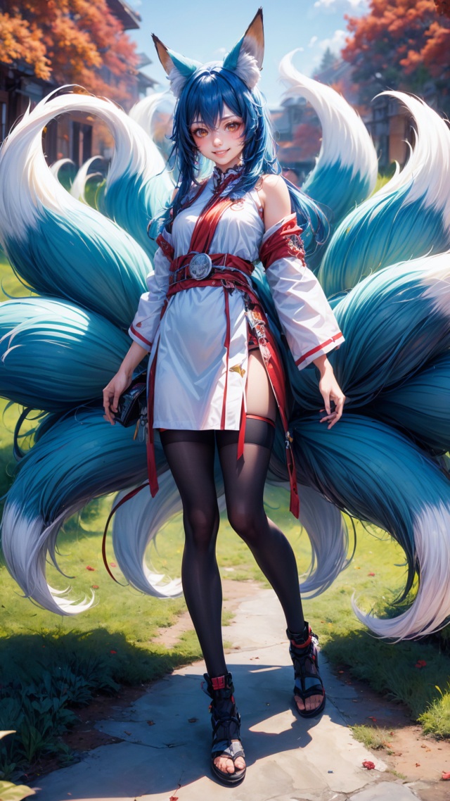 AI生成图-九尾狐美女