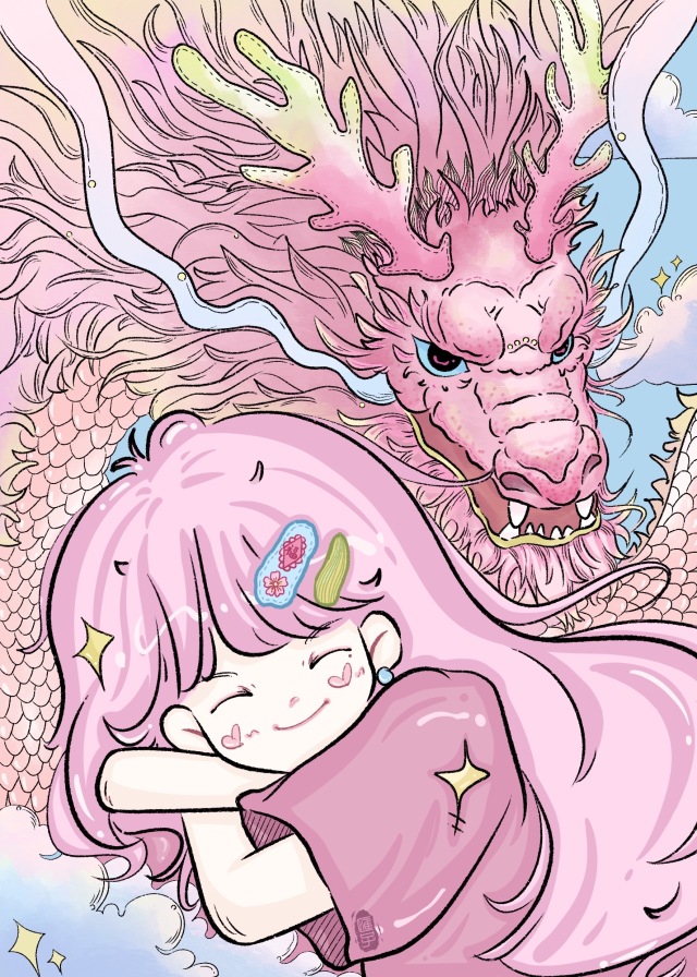 原創治愈系壁紙｜粉粉龍?