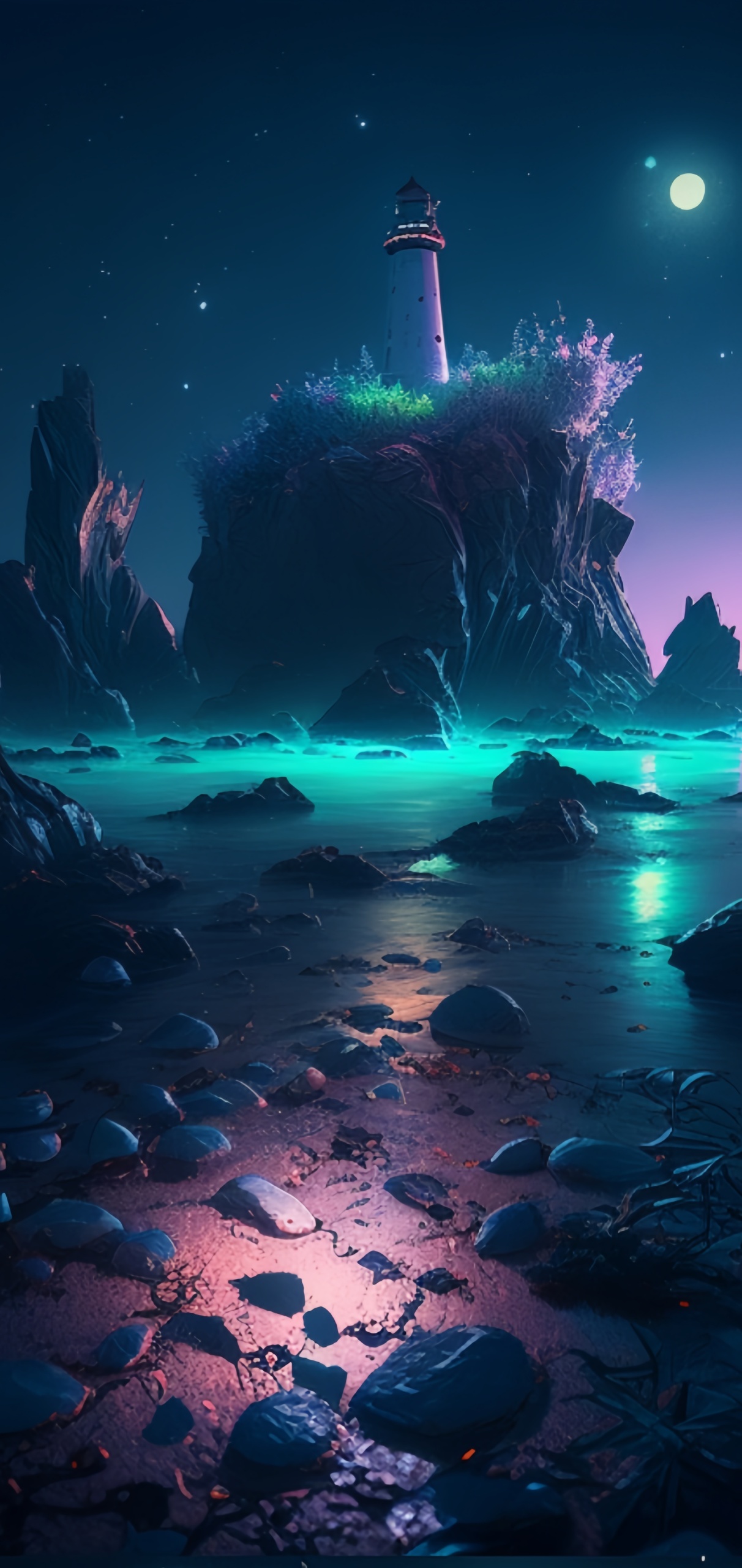 夜空海邊