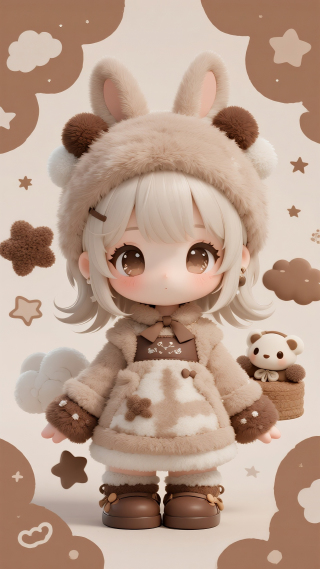 棕色小兔人偶