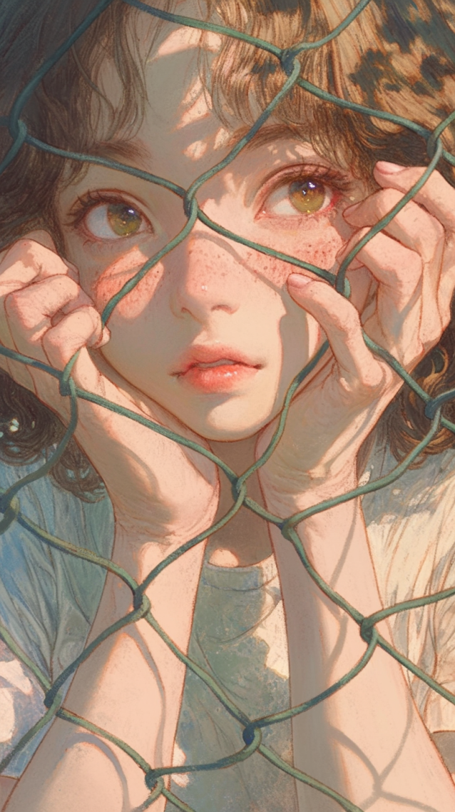 铁网甜美女孩
